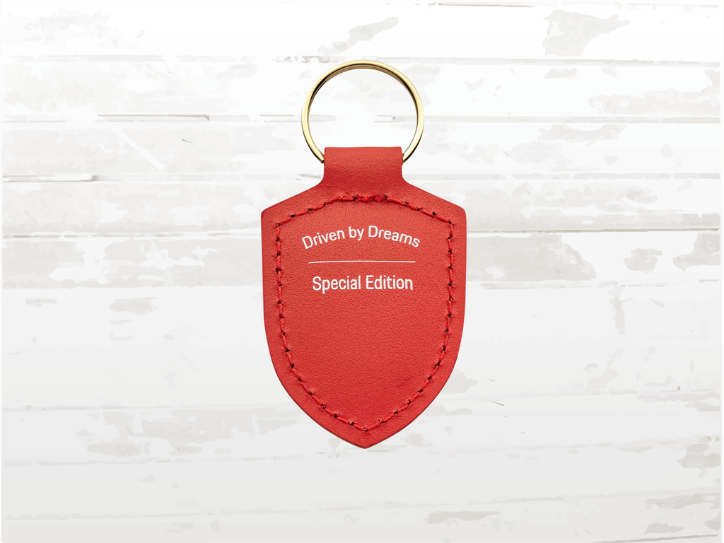 Porsche Leather Keychain: 75 Years Edition Lava Orange Crest
