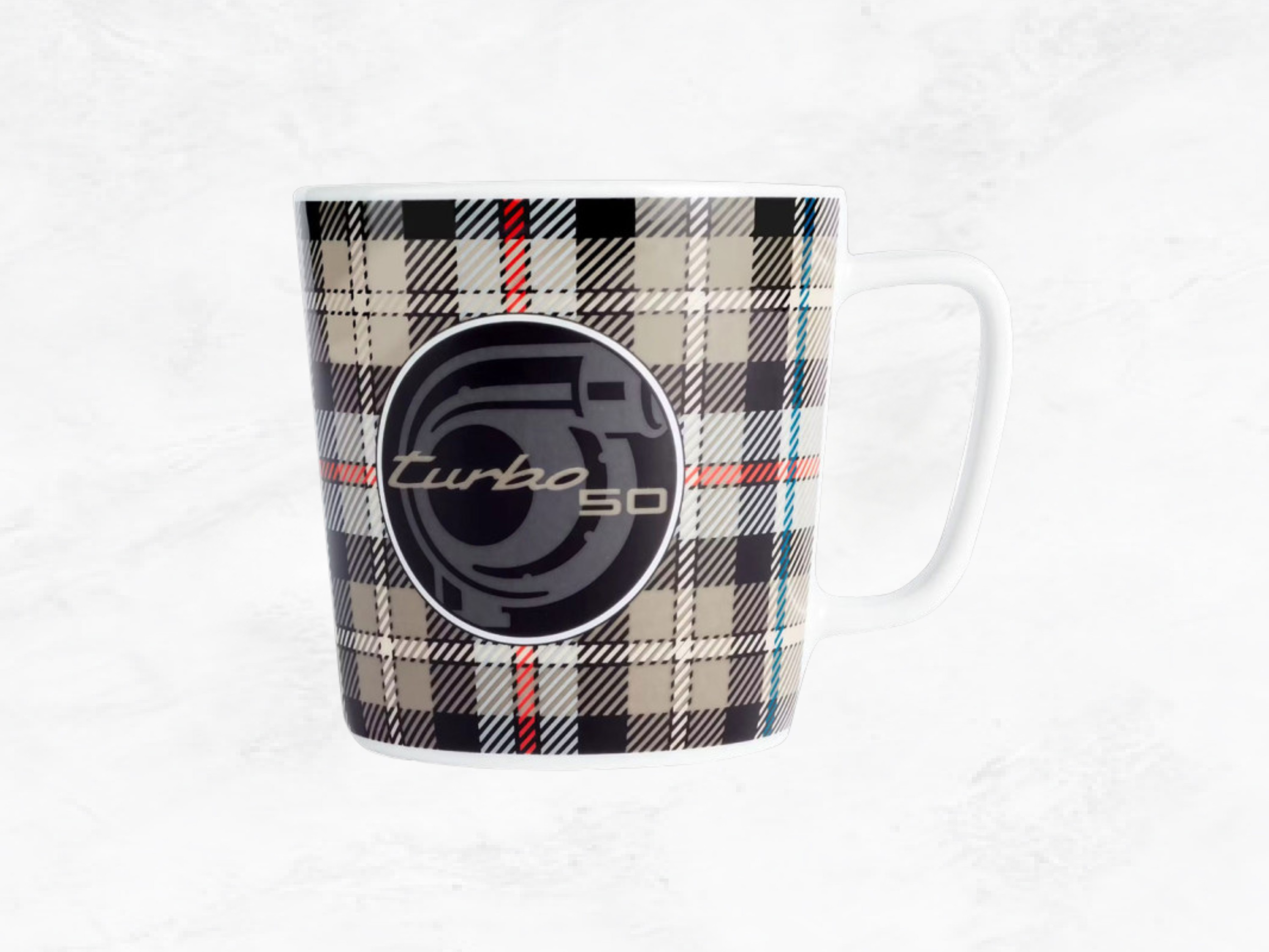 Porsche Mug 911 Turbo No.8 – 50th Anniversary Tartan Turbonite, Porcelain, 500ml