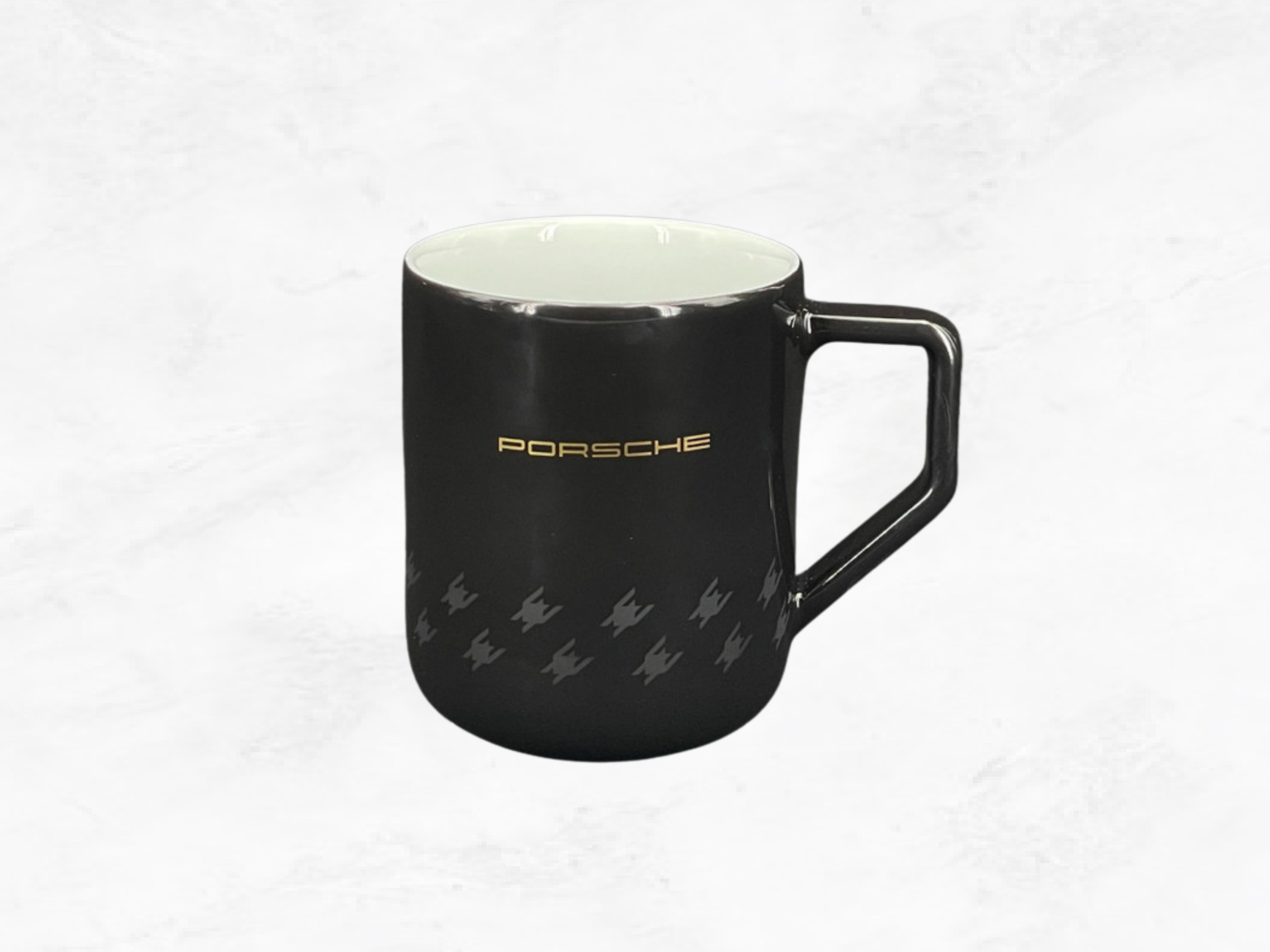 Porsche Pepita Porcelain Mug | Black & Gold | Houndstooth | 320ml