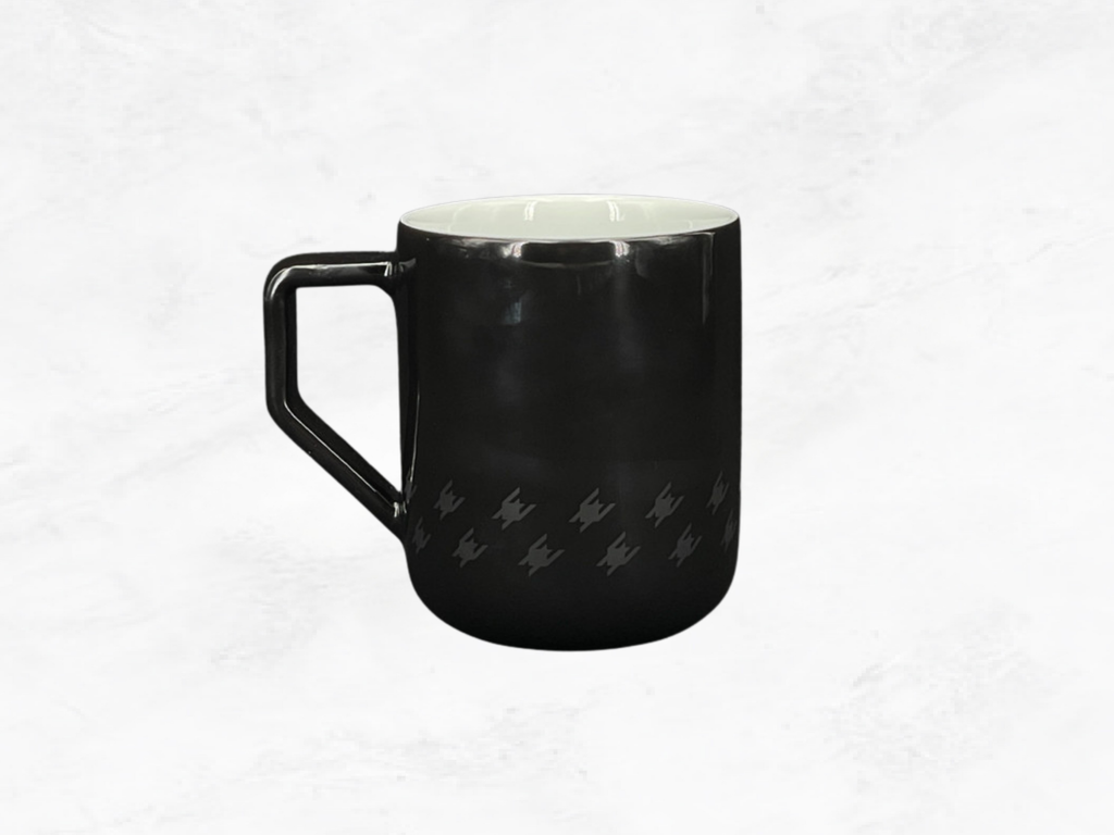 Porsche Pepita Porcelain Mug | Black & Gold | Houndstooth | 320ml