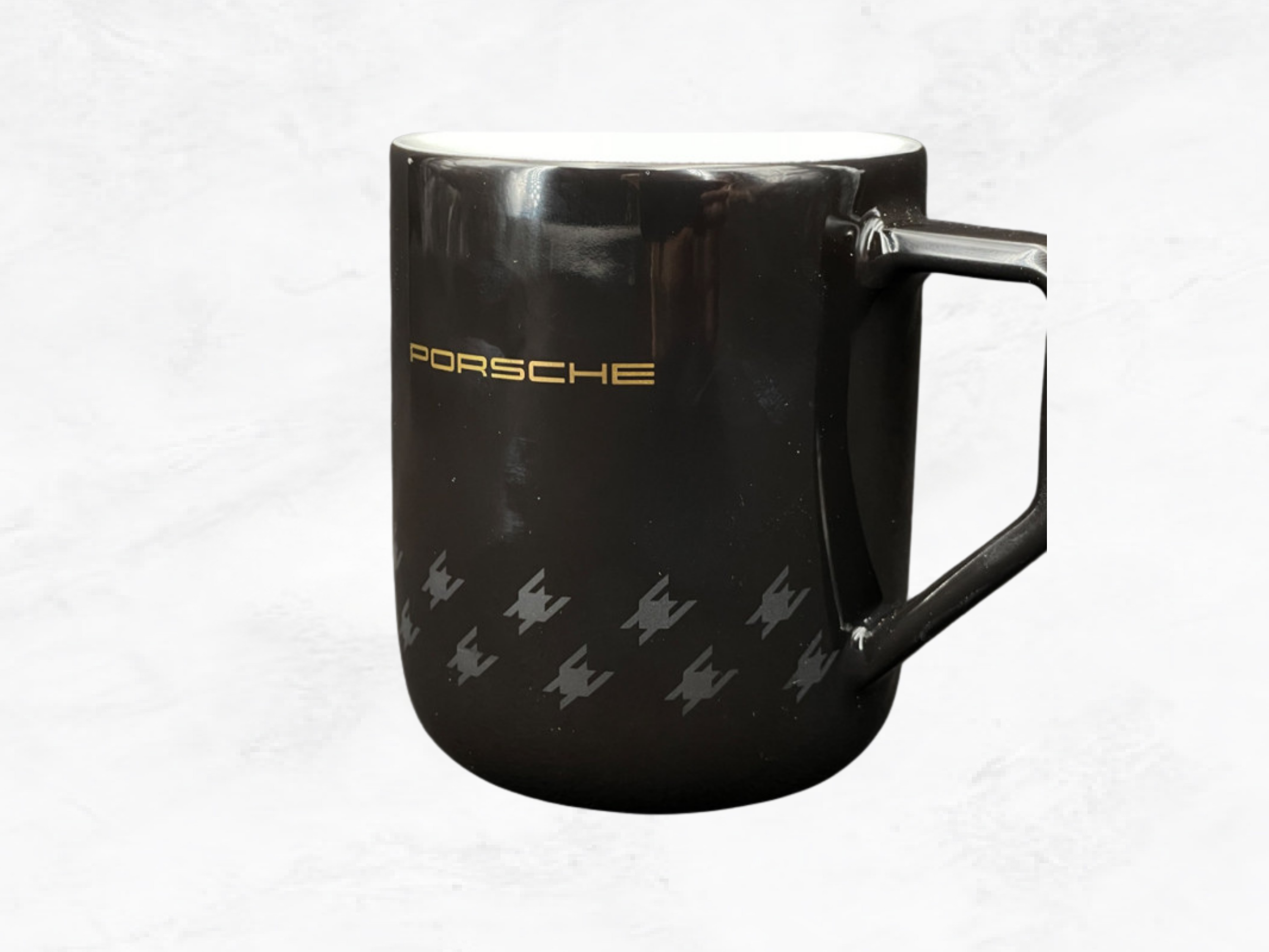 Porsche Pepita Porcelain Mug | Black & Gold | Houndstooth | 320ml