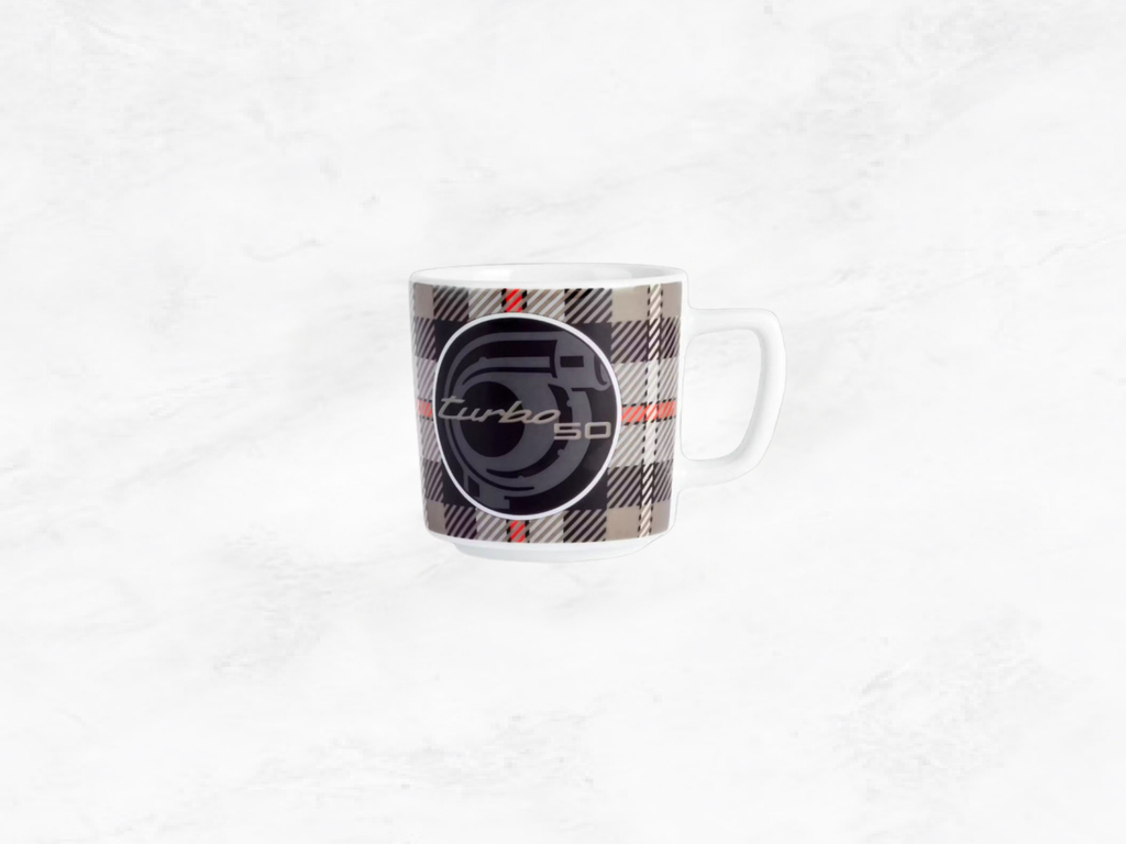 Porsche Espresso Cup 911 Turbo No.8 – 50th Anniversary Tartan Turbonite, Porcelain, 90ml