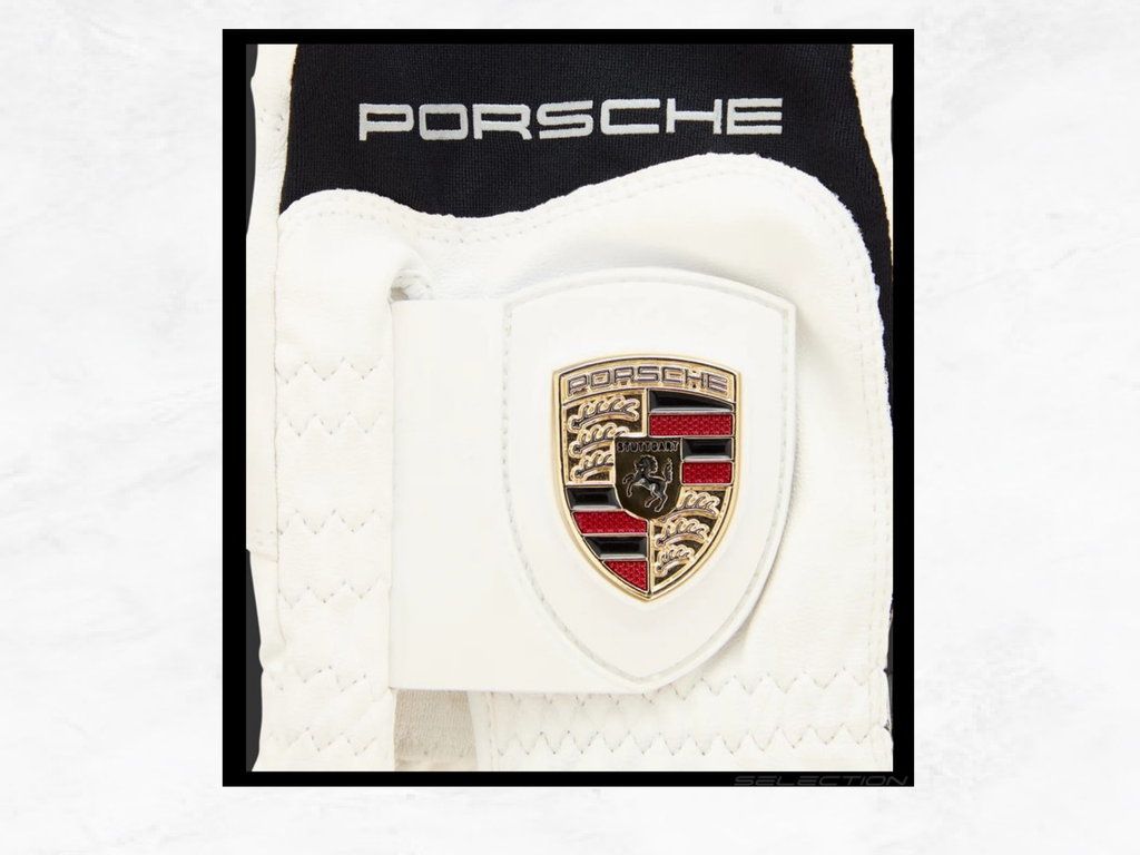 Porsche Premium Golf Glove | Black & White | Left Hand | Magnetic Ball Marker | One Size