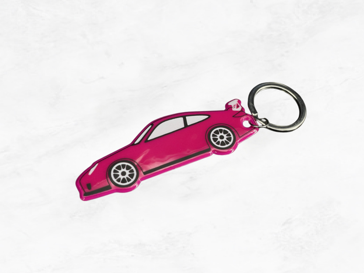 Porsche Key Ring 911 GT3 Type 997, 2009  | Fluorescent Pink | The Crestory