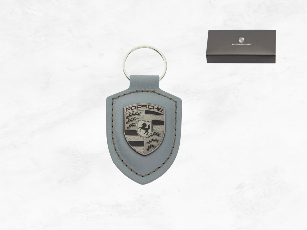 Porsche Turbonite Crest Keyring | Vanadium Grey Leather