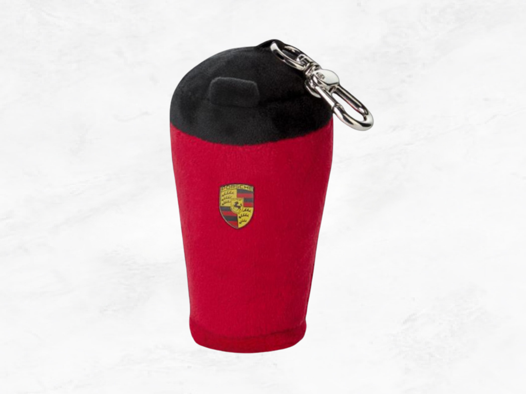 Porsche Plush Mug Keyring | Red | Soft Car Gift Charm | 8cm | Presentation Box