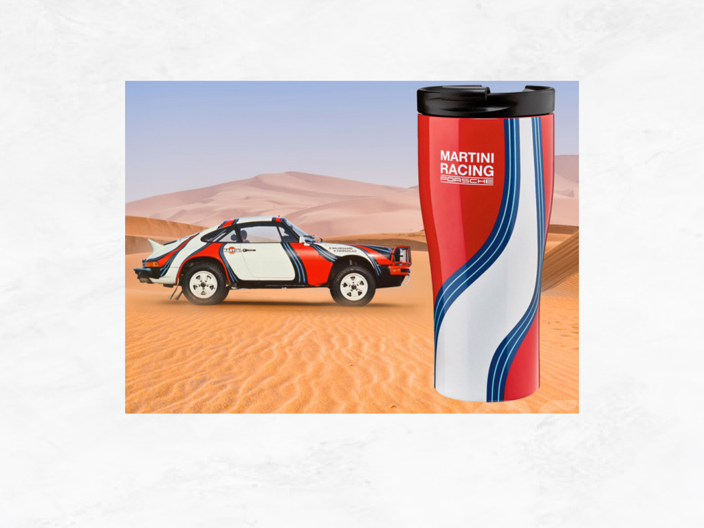 Porsche Martini Racing Thermos Mug | Safari Design | Isothermal Travel Mug | Porsche Collector