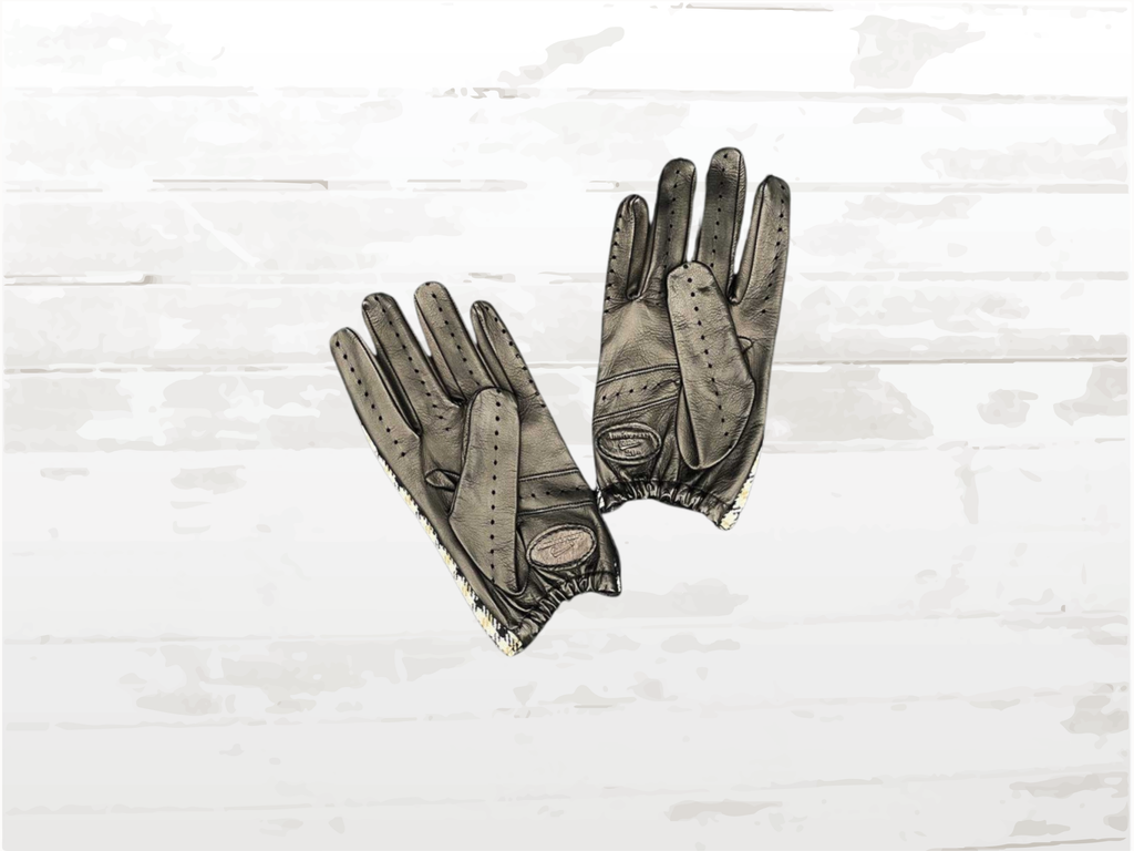 Racing Driving Gloves | Black & Pepita | Premium Italian Leather