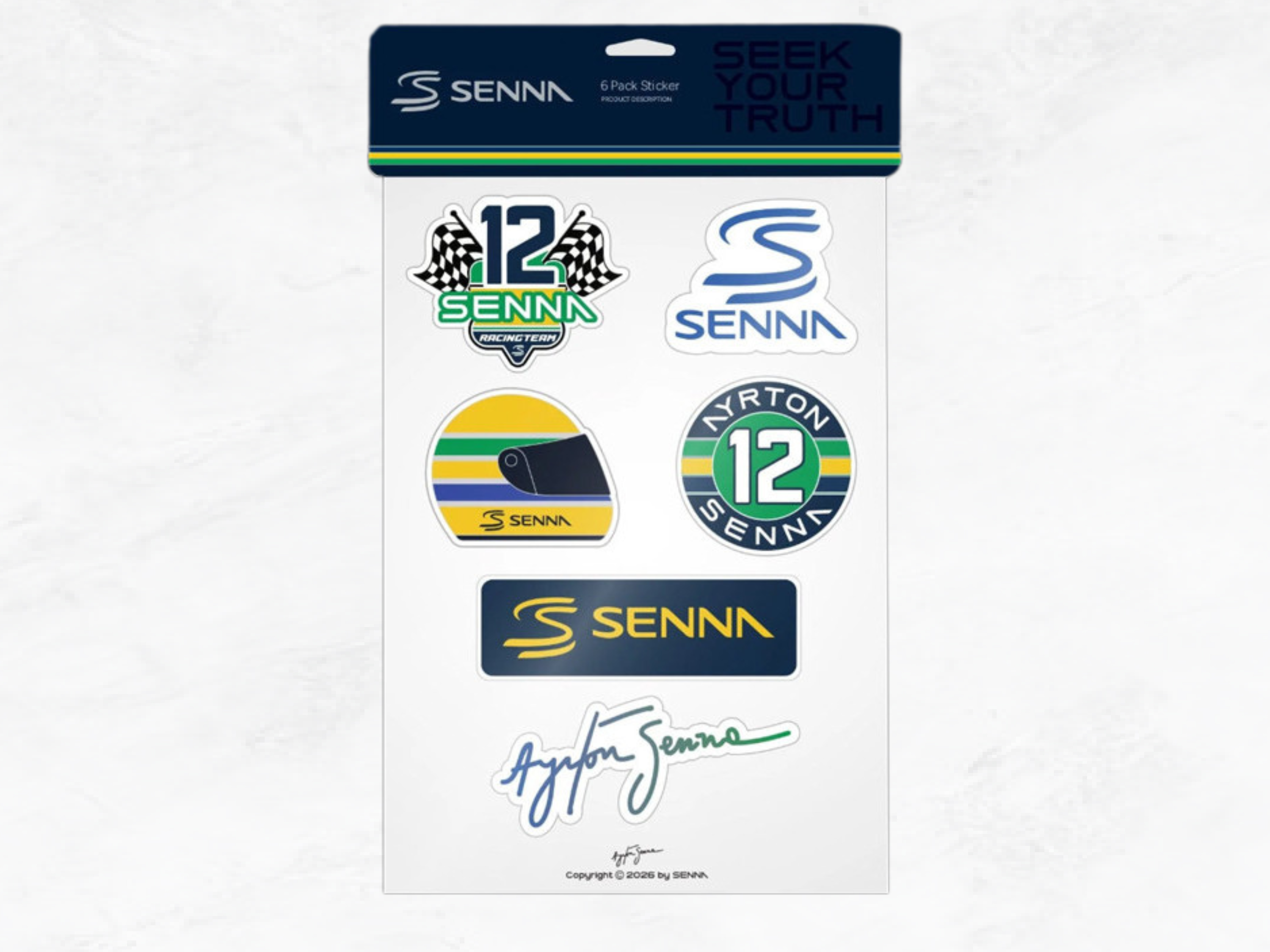 Ayrton Senna Sticker Set | F1 Legend Helmet Signature | Formula 1 Collector Gift | Senna Fan