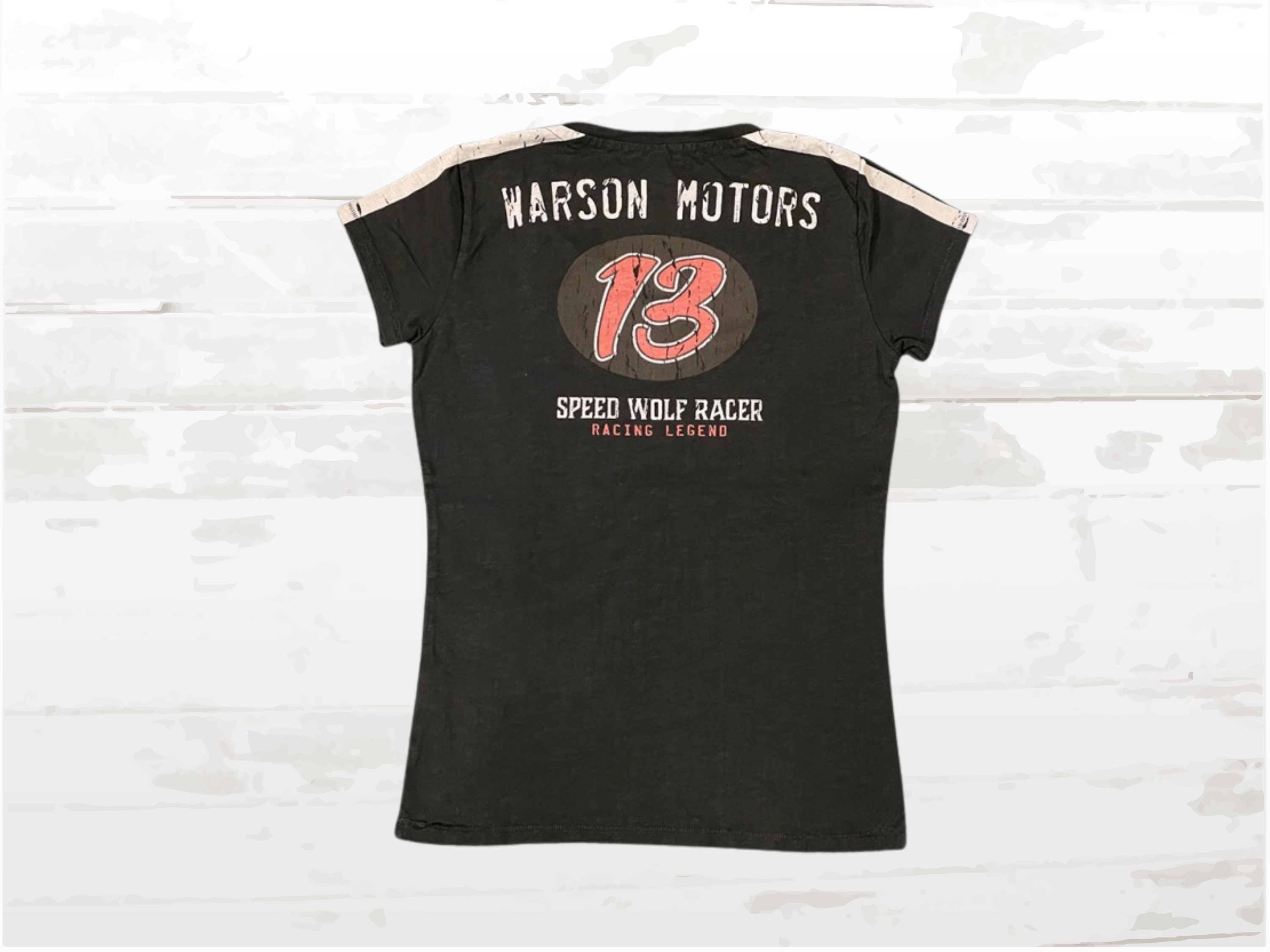 Vintage Racing Tee, Speed Wolf T-Shirt No.13 Women, Carbon Black,