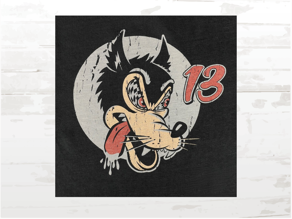 Vintage Racing Tee, Speed Wolf T-Shirt No.13 Women, Carbon Black,