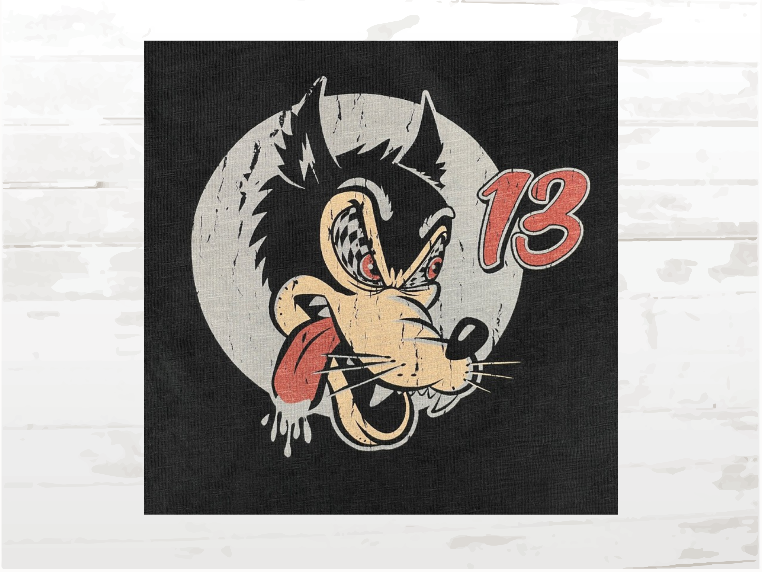 Vintage Racing Tee, Speed Wolf T-Shirt No.13 Women, Carbon Black,