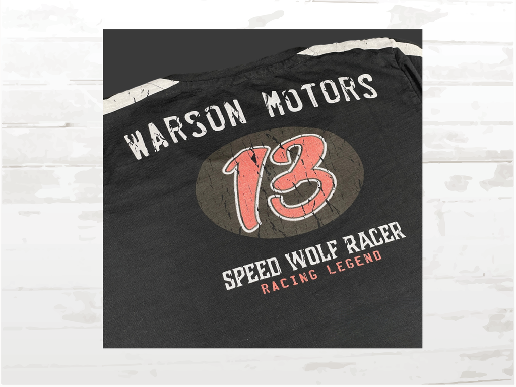 Vintage Racing Tee, Speed Wolf T-Shirt No.13 Women, Carbon Black,