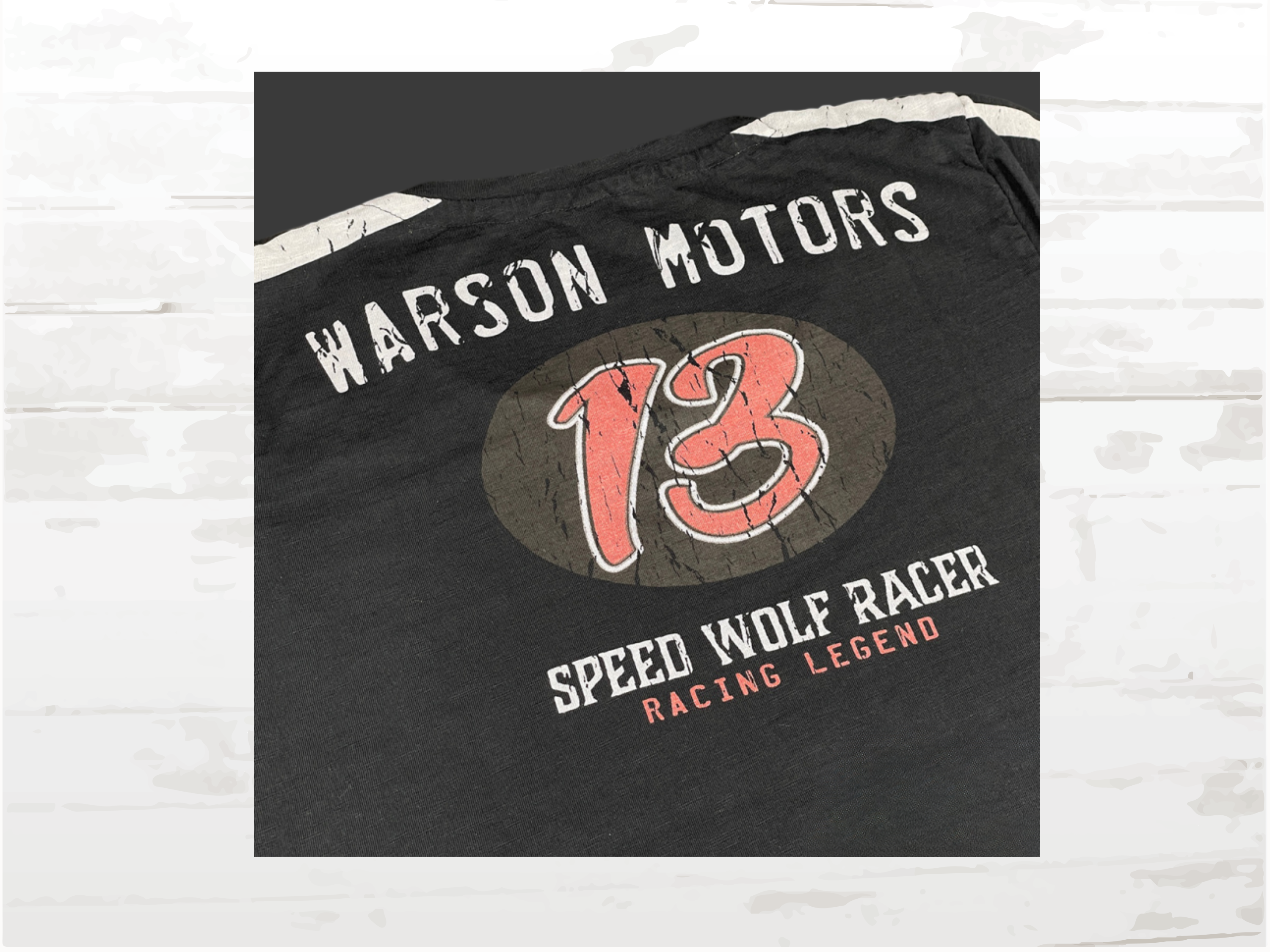 Vintage Racing Tee, Speed Wolf T-Shirt No.13 Women, Carbon Black,